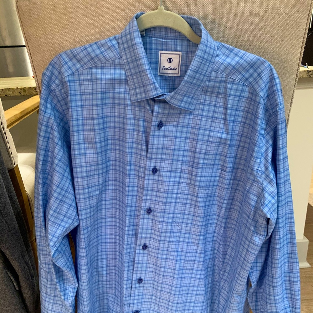 David Donahue Mens shirt XL blue plaid